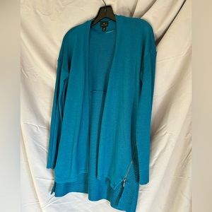 Turquoise worthington cardigan with zippers up the sides